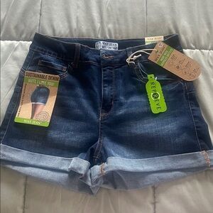 Wax Jean Women's Dark Blue Cuffed Denim Shorts